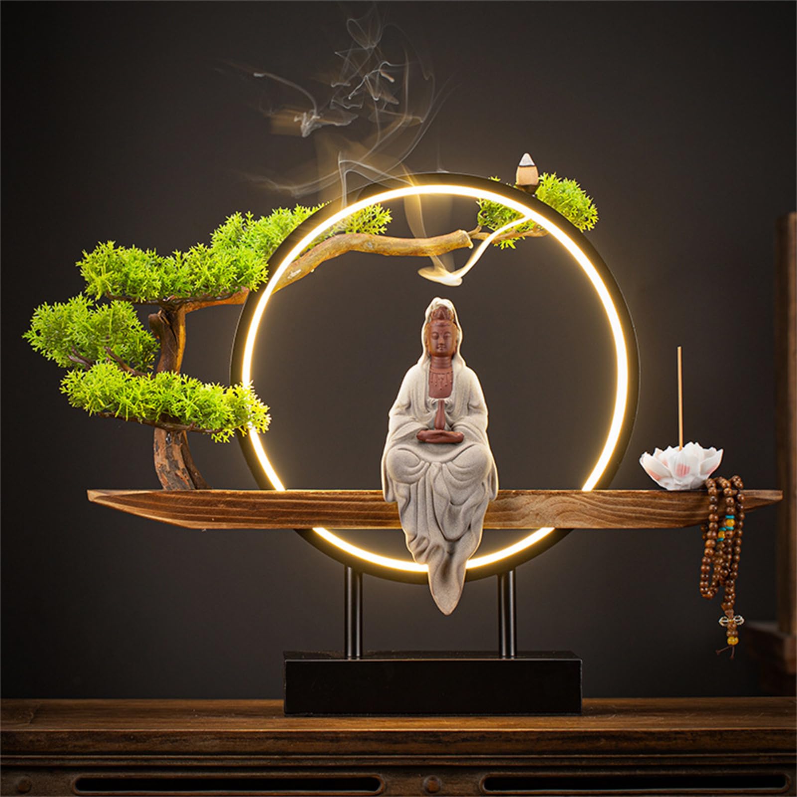 Amazon.com: Ceramics Buddhist Statue with Incense Burner and LED