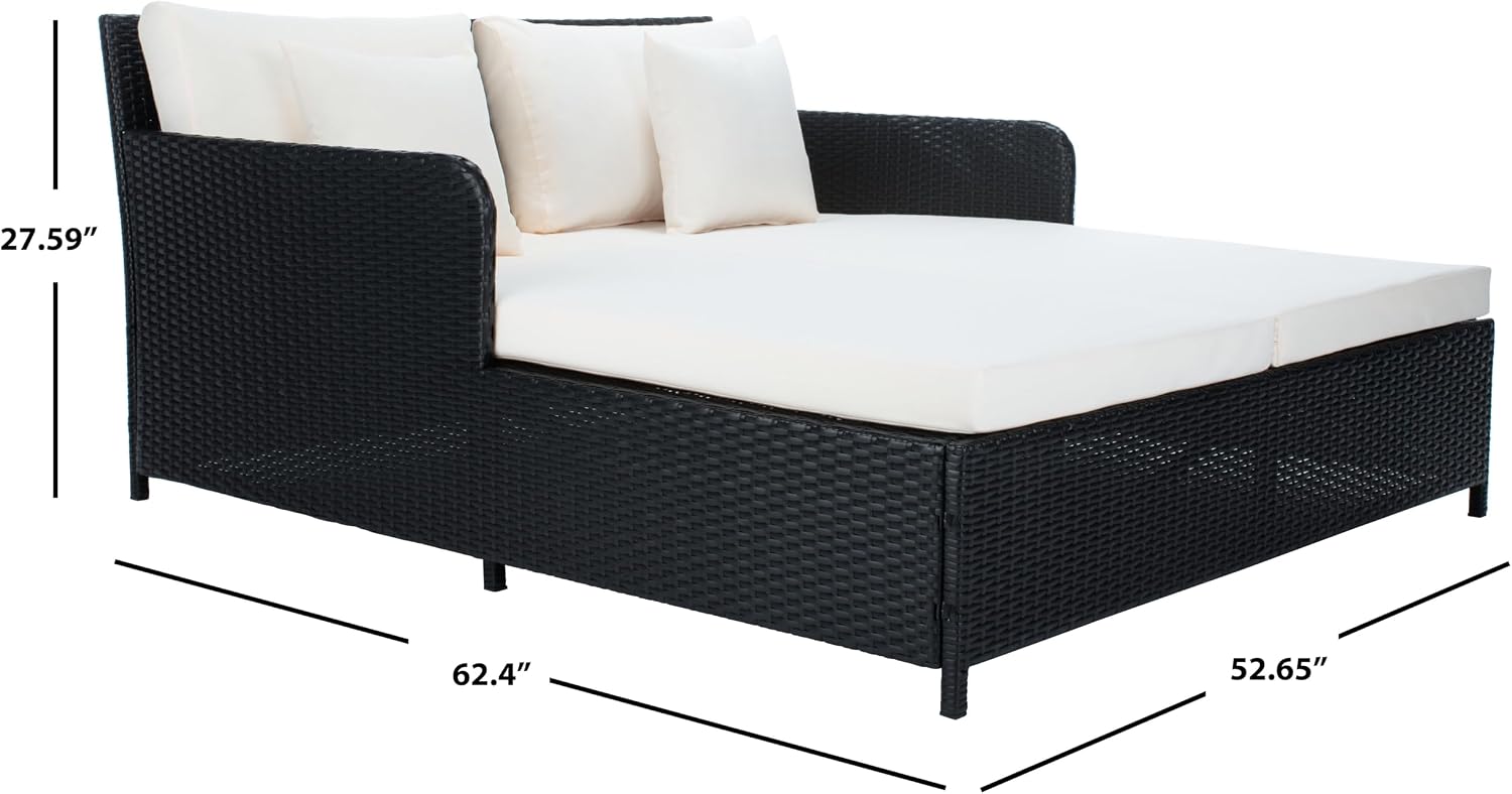Safavieh PAT7500A Outdoor Collection Cadeo Black and White Cushion Daybed