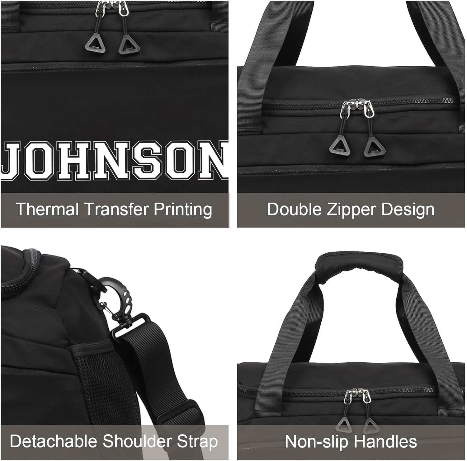 Personalized Duffel Bag Custom Sport Gym Travel Bags Embroidered Name Text Customized Dry Wet Separated Weekend Waterproof Bag for Women Men (A-Black)