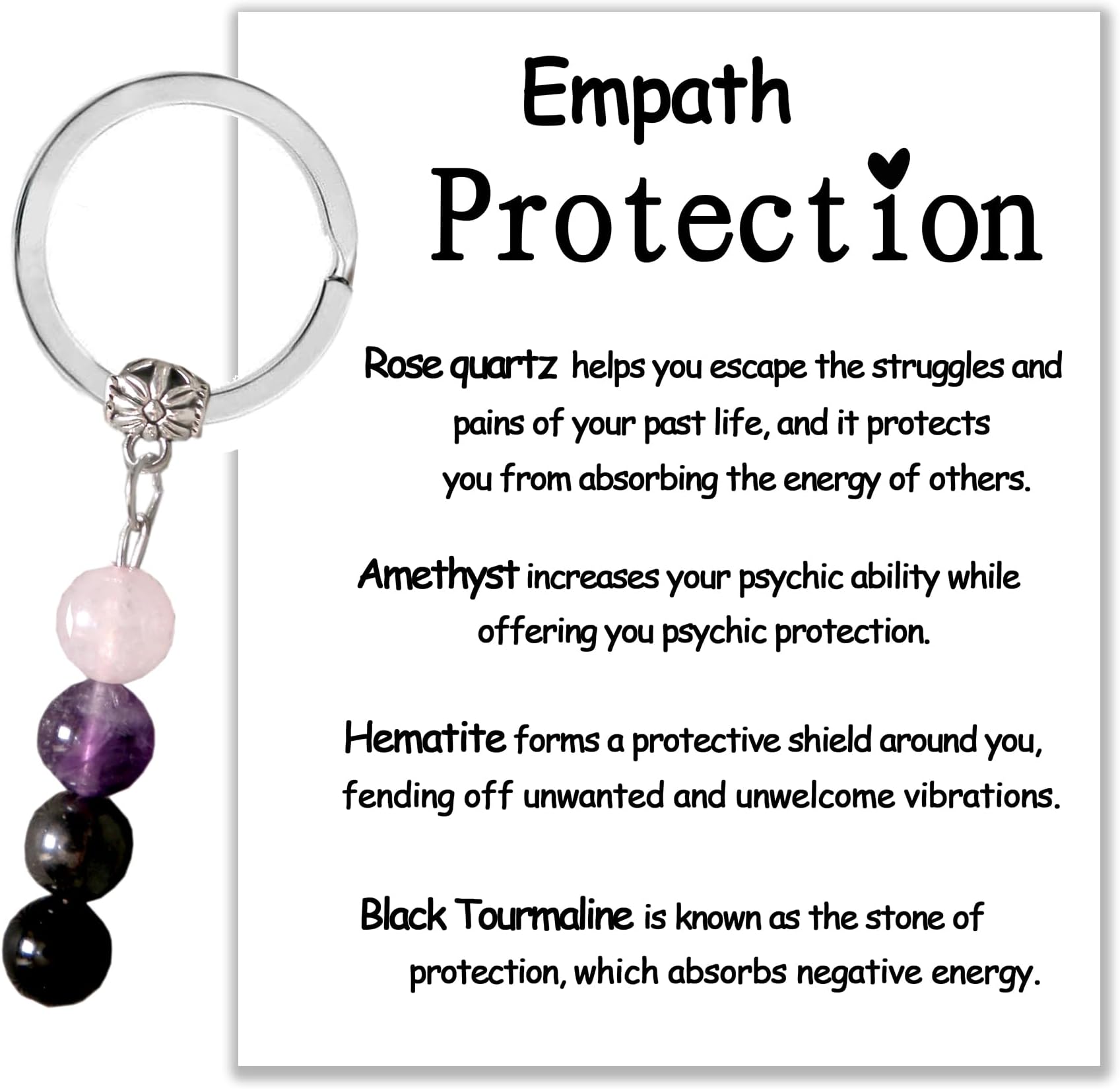 Healing Gemstone Keychain, Healing Crystal Bead keychain, Emotional Support Gemstone Keychain, Empath Protection, Best Friends Daughter Mom