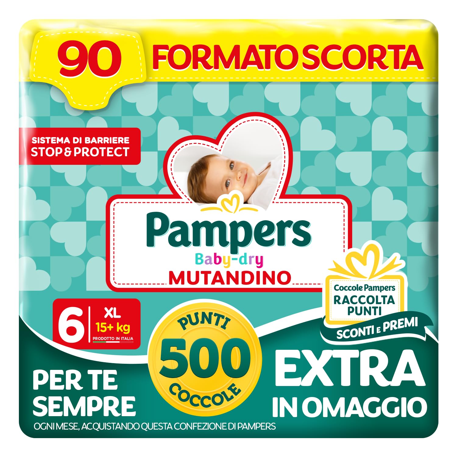 Pampers Baby Dry Windelhöschen XL + 500 extra Kuschelpunkte, Größe 6 (15 + kg), 90 Windeln (Vorratgröße)