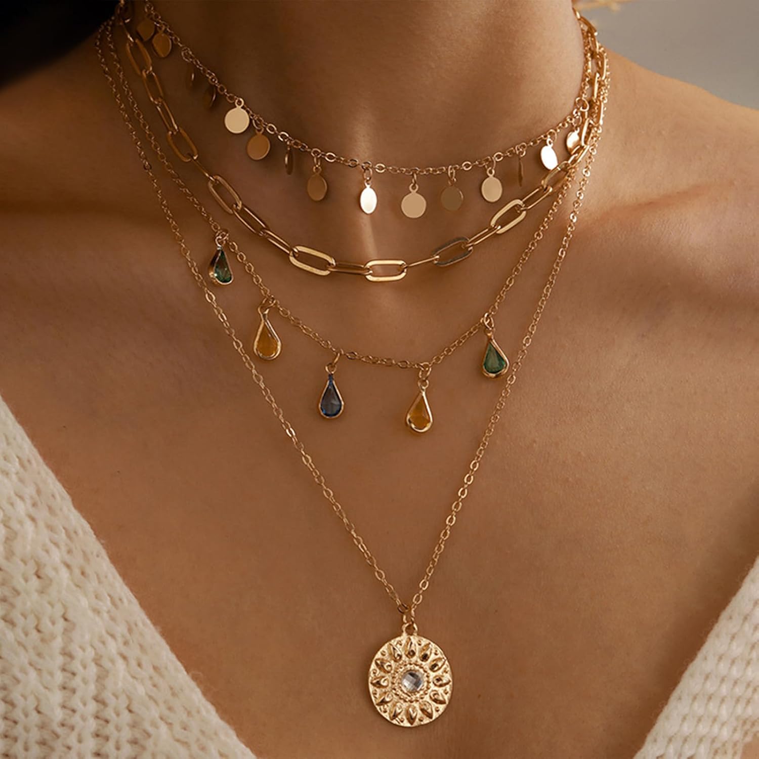 Fashion Necklace Multilayer Layered...