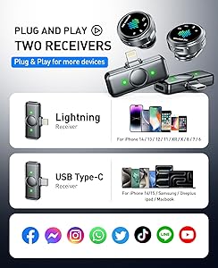 LID LIRDDY Mini Microphone for iPhone: Wireless Lavalier Microphone for Android - Noise Canceling Magnetic Clip Lapel Mic - Vlogging & Pro Video Recording for Content Creators