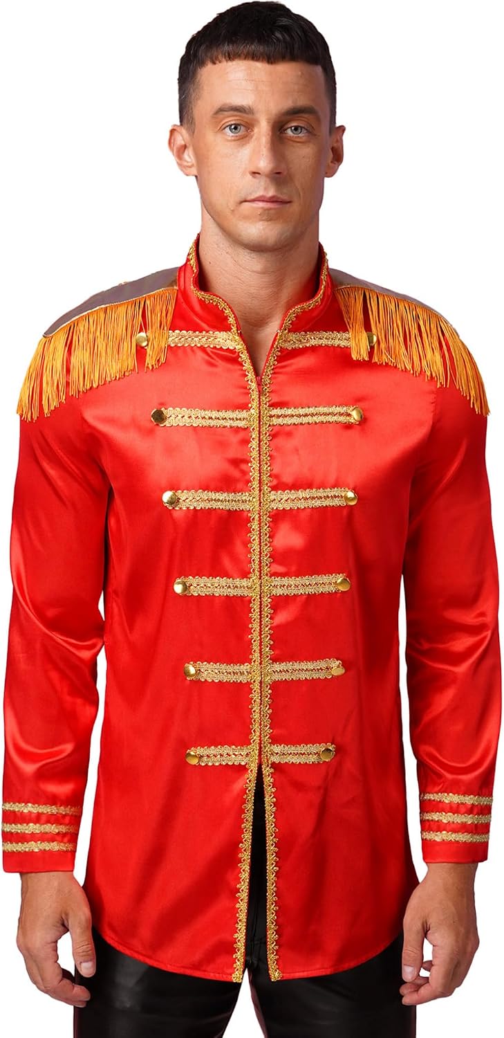 Mens Halloween Cosplay Costume SGT Sergeant Pepper Budget Jacket Hippy Medieval Satin Jackets
