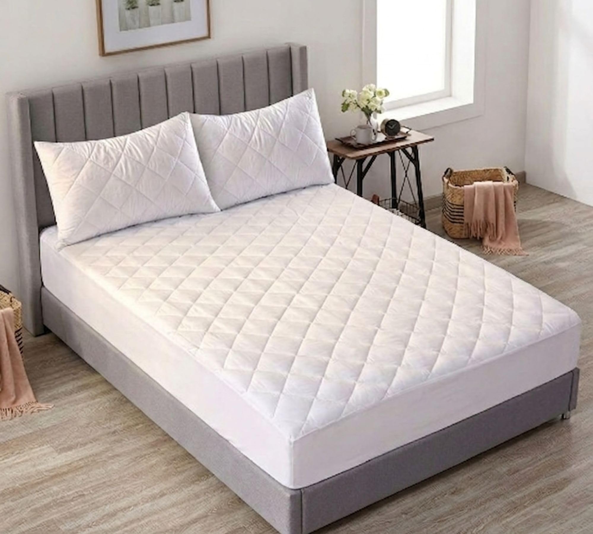 Cotton Comfort Bedding Anti-Allergy Mattress Protector Super King Round Elasticated 30cm Deep Super King Mattress Protector Noiseless, Skin Friendly Mattress Cover(182x200cm) - Not Waterproof