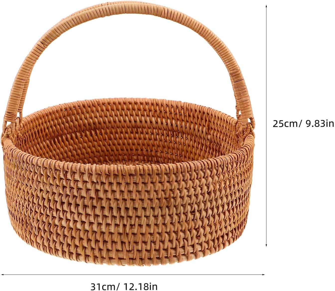 YARNOW ウィッカー製ピクニックバスケット（ハンドル付き）フラワーガールバスケット（編み込みプレゼントコンテナ）結婚式・ベビーシ