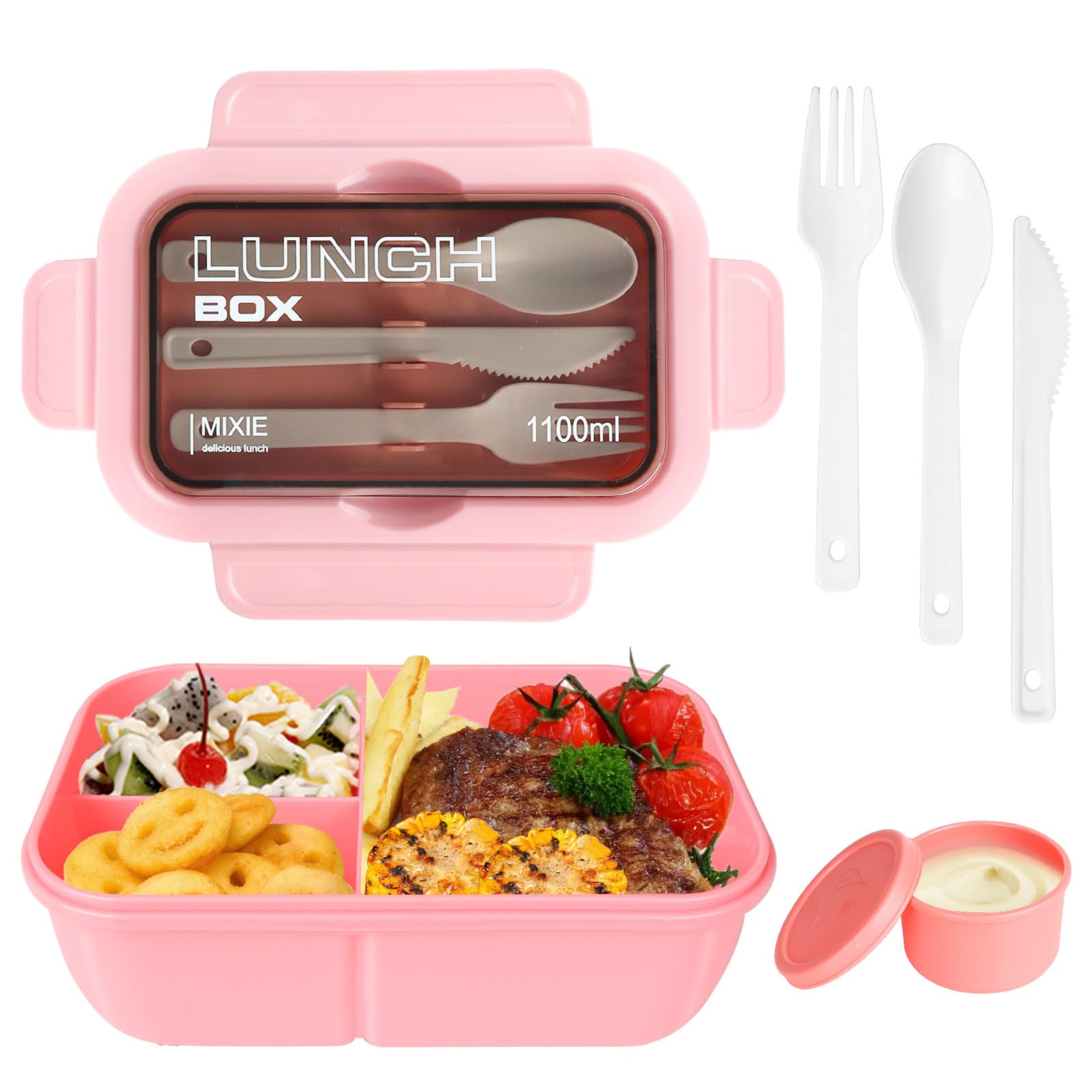 Bento Lunch Box, Lunch Box Enfant Adulte Boîte 1200ml Avec 3 Compartiments, Anti-Fuite Lunchbox, Sans BPA, Pour Lave-vaisselle, École Pique-Nique Trav | Leroy Merlin
