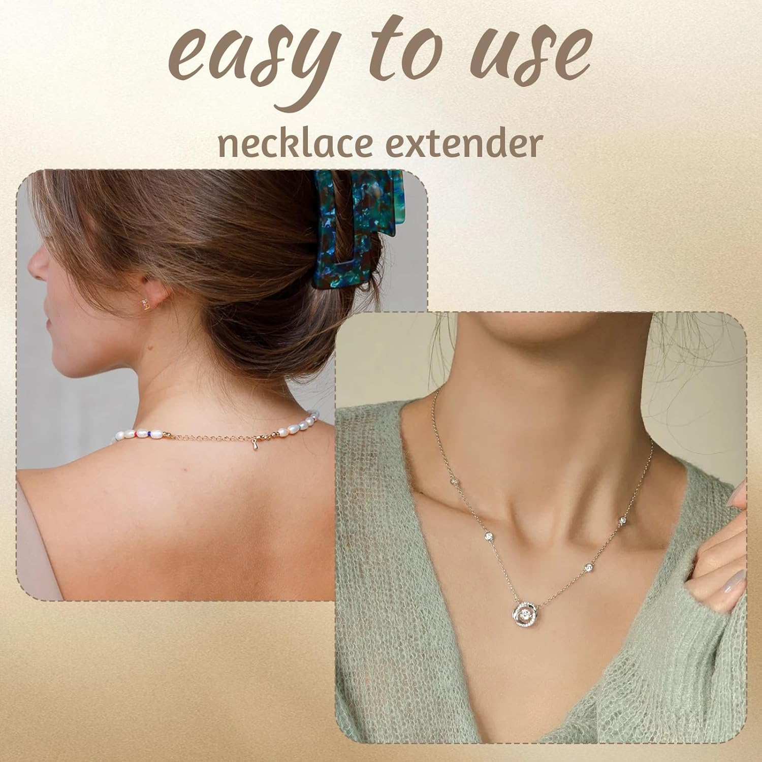 100 Pcs Extender Chain for Jewelry Making, Silver and Gold Extension Tails for Necklace, Necklace Extender, 5 Cm Removable Chain Extenders for Bracelets, Anklets - Image 3