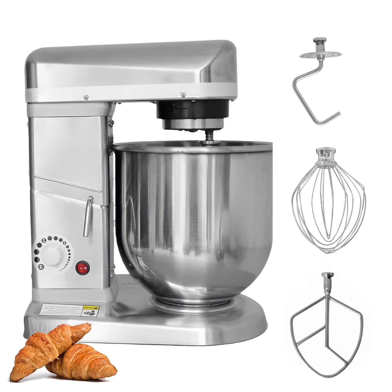 Batidora De Pie, Procesador De Alimentos, Batidora Eléctrica Para Pasteles De 500 W Con Bol De Acero Inoxidable, Varillas, Gancho, Separador De Huevos, 3 Velocidades Ajustables. (Plateada),10L