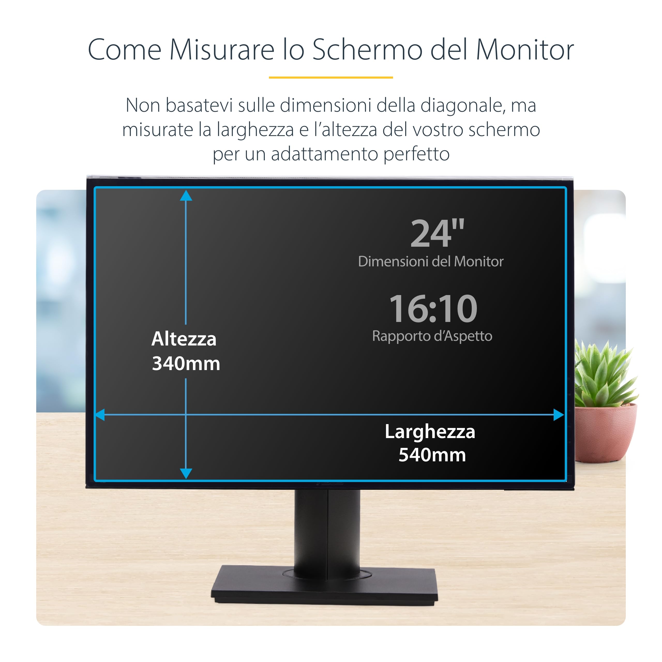 StarTech Filtro Privacy in Acrilico da Appendere per Monitor 24" 16:10 | Pellicola Protettiva Antiriflesso, Protegge i Dati Sensibili