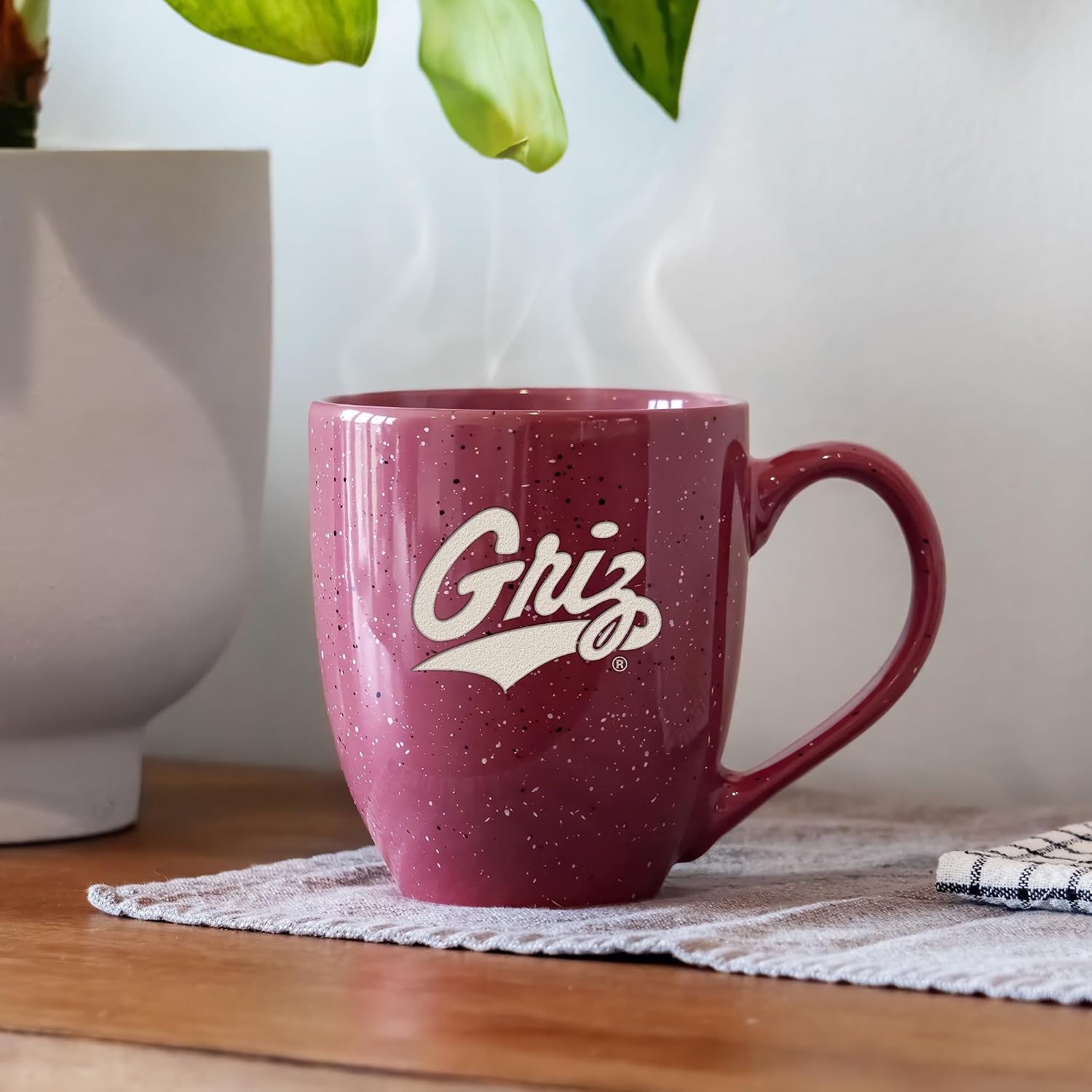 Rico Industries NCAA Montana Grizzlies Primary 16 oz Team Color Laser Engraved Speckled Ceramic Coffee Mug