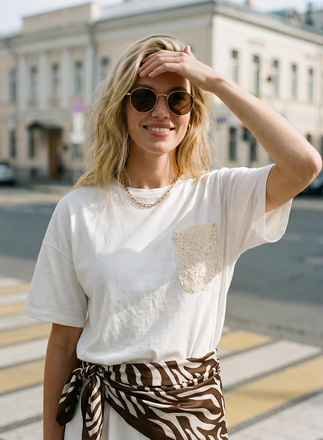 Dokotoo Womens Tops Summer 2026 Oversized T Shirts Lace Pockets