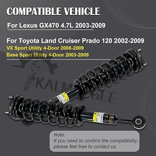 Miniatura 2 de 2 amortiguadores delanteros compatibles con Lexus GX470 4.7L 2003-2009, para Toyota Land Cruiser Prado 120 2003-2009, 48510-69195, 48510-69415,