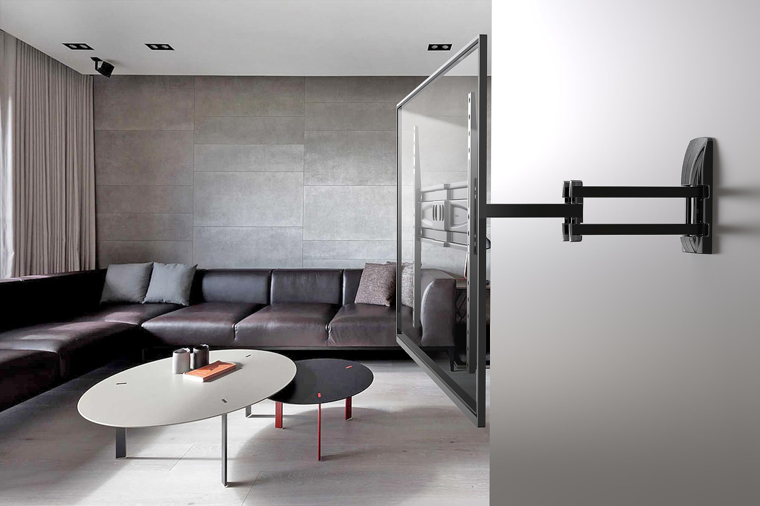 Meliconi FLATSTYLE FDRP600, Supporto TV Parete a Doppio Braccio e Doppia Inclinazione, Staffa per TV a Schermo Piatto da 40" a 82", Attacco VESA 300-400-600x400, Portata 45 Kg, Nero | Doppia Inclinazione, Staffa TV 40" a 82", Attacco VESA 300-400-600x400,