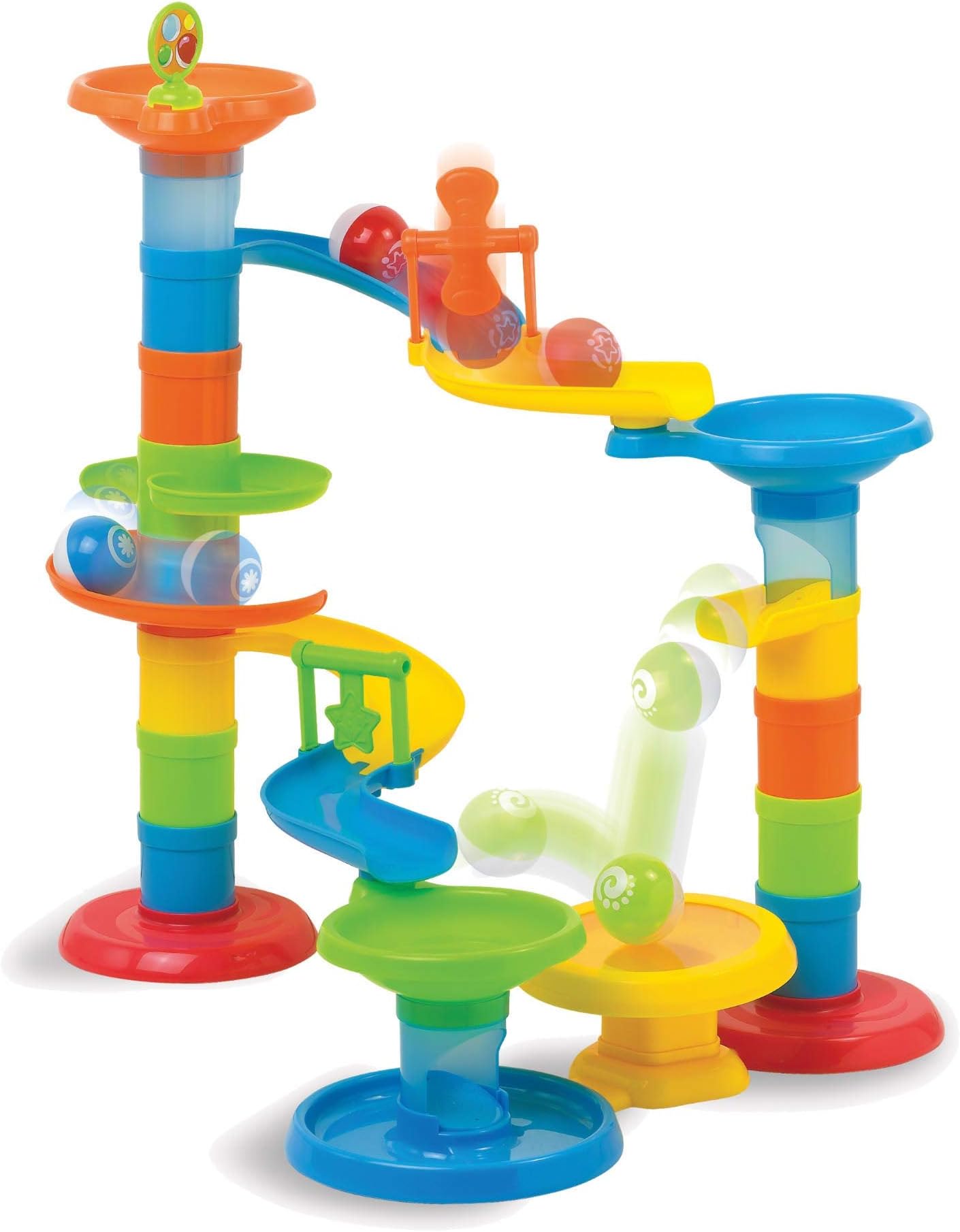 Fat Brain Toys Roll & Bounce Tower - Beginner Ball Run for Toddlers & Kids