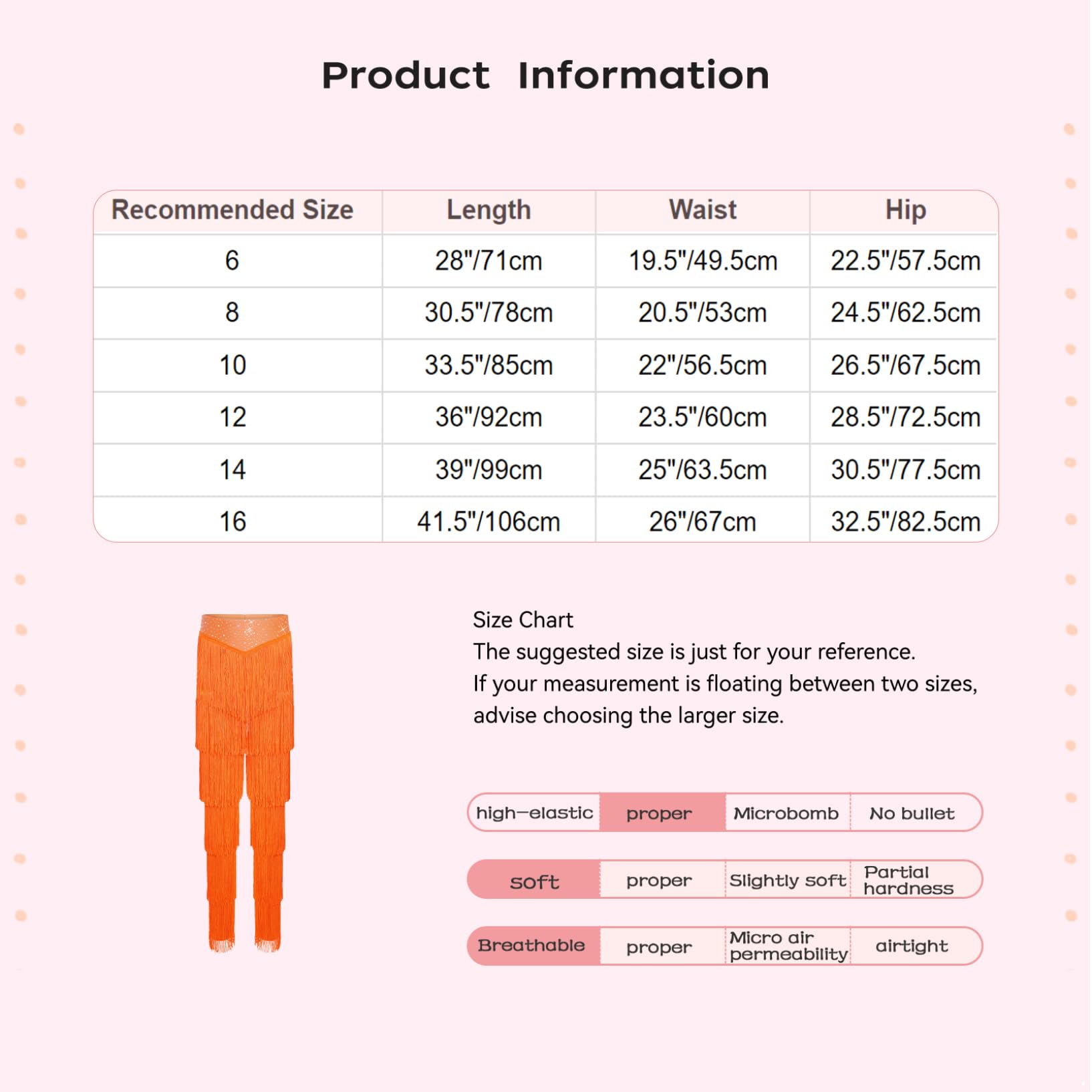Oyolan Pantalone Bambina Danza Latina Salsa Rumba Tango Jazz Moderno Pantalone con Frange E Strass Danza