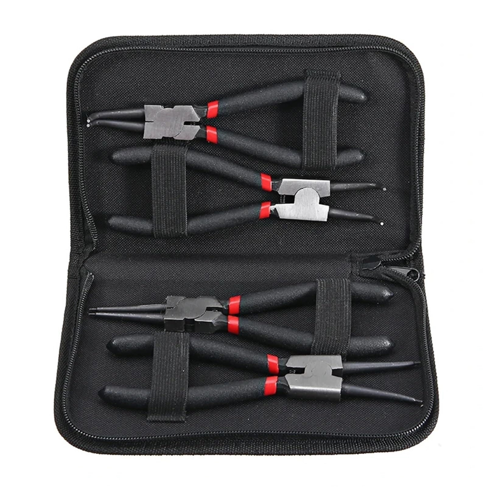 Mdsiokhj Black Snap Ring Plier 7 Inches Long Nose Plier,4Pcs Circlip Set,Inner Outer Staight Bent, Retaining Snap Ring Remover Tool