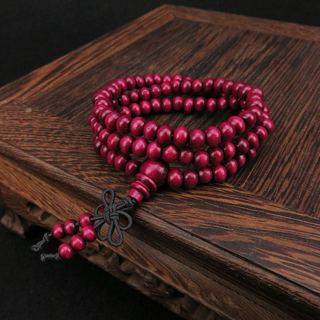 LYGBAOFUL Perline di Legno Naturale, Perline di Legno di Sandalo, Bracciale Gioielli da 6 mm, 108 Braccialetti, Orecchini da Donna
