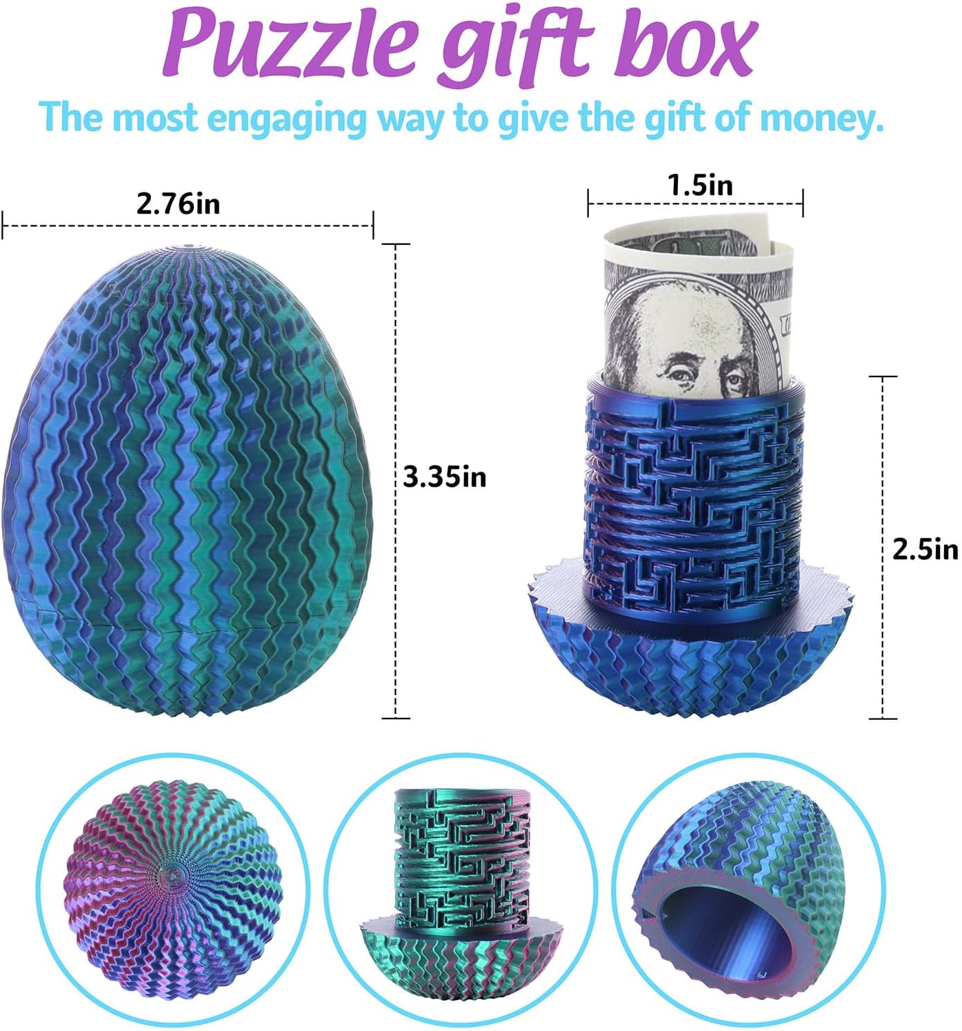 Egg Shaped Cash Maze Puzzle Gift Box - Creative Cash Easter Gifts for Teens, Easter Basket Stuffers for Kids & Adults,Money Gift Ideas,Cool Fidget Toy for Boys & Girls,Fun Way to Give Money