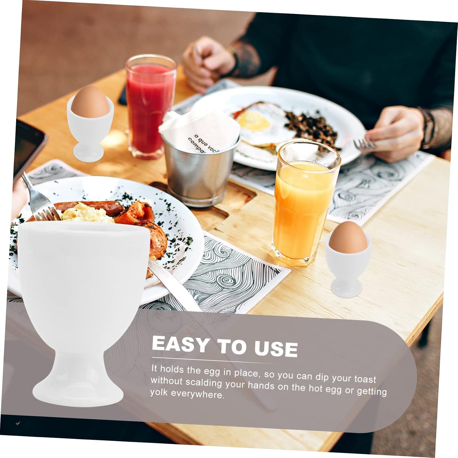 6pcs Holders for Breakfast Practical Cups and Trays for Daily Use Impact Resistant Porcelain for Housewarming