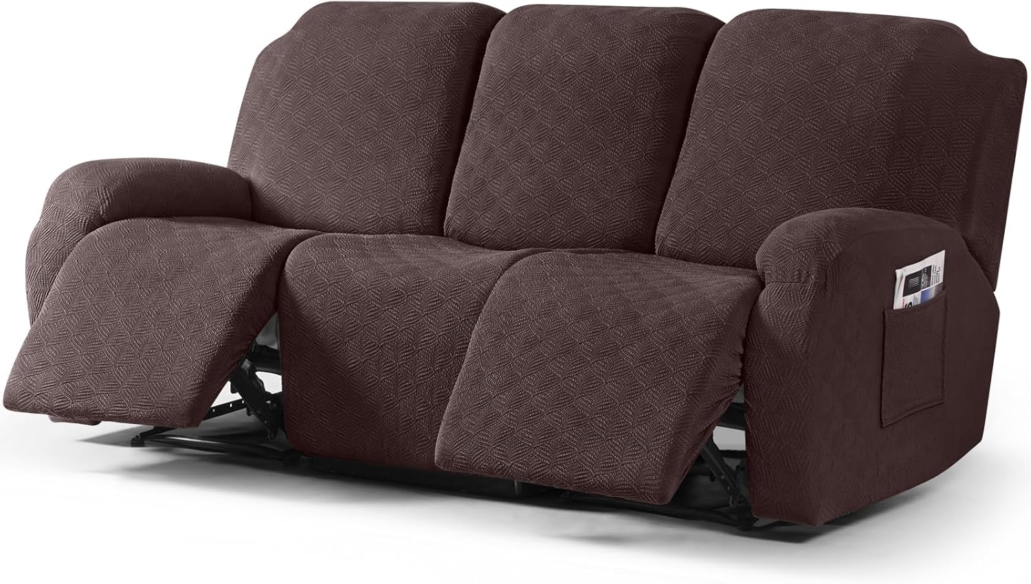 Timeles Recliner Covers for 3 Seater Reclining Sofa Slipcover Furniture Protector for Dogs and Pets Stretch Soft Washable (Three-Seater, Coffee)