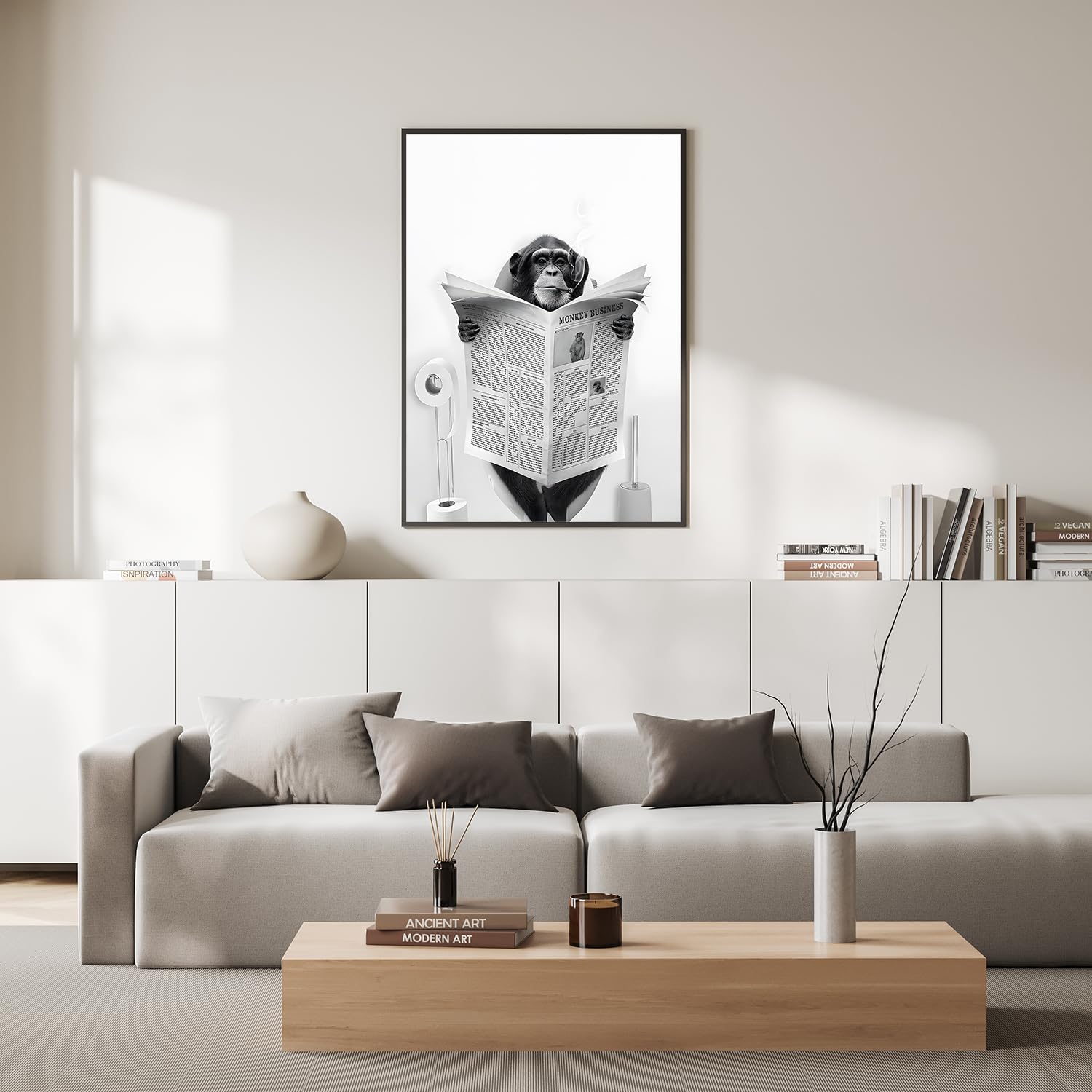 JNAOZI Bathroom Black and White Canvas Painting, Black White Vintage Canvas Pictures - Image 3
