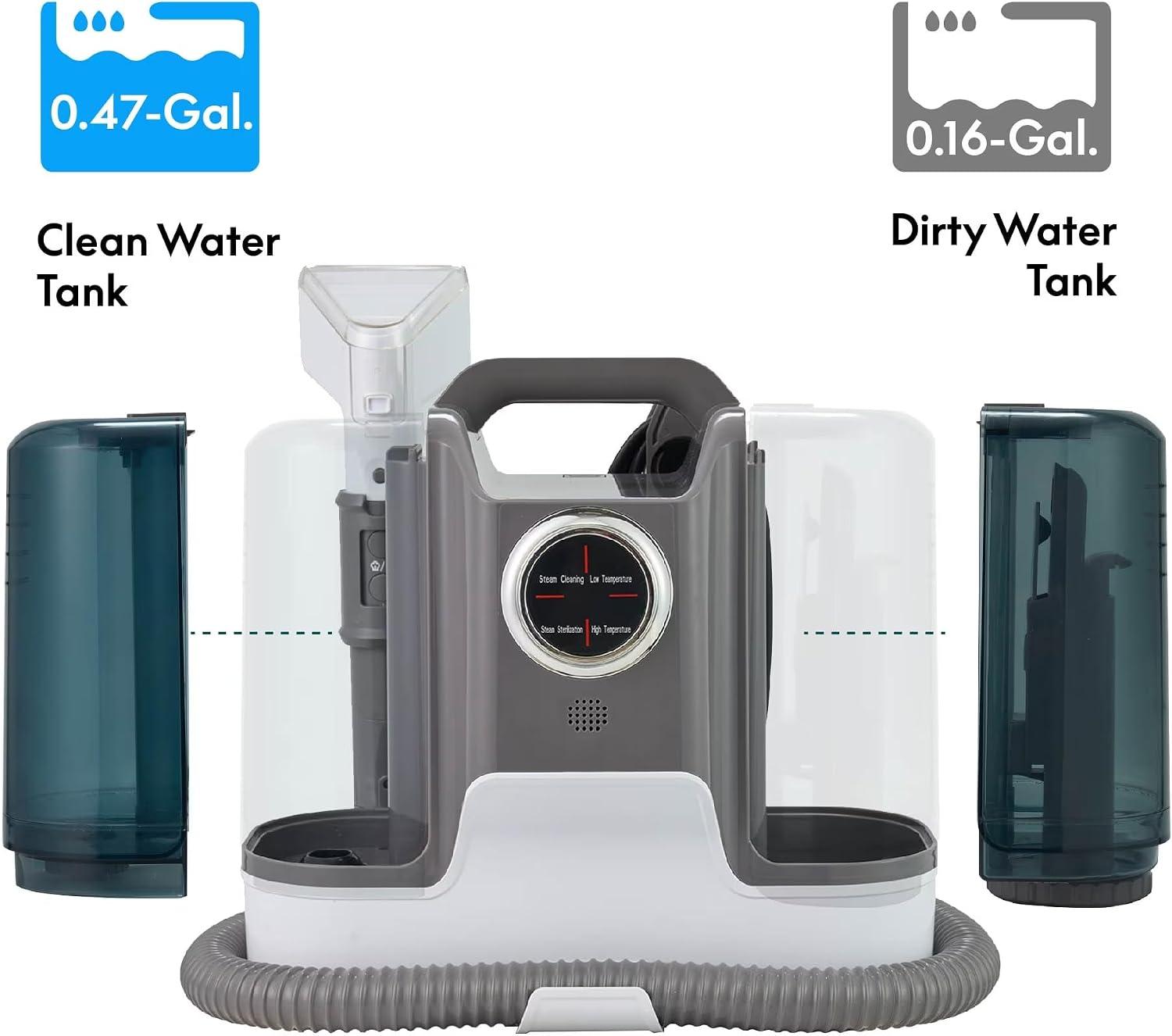 Portable Steam Cleaner for Carpets & Upholstery – 450W Stain Remover with UV Pet Stain Detection, 4 Cleaning Modes, 60.9oz Tank, Ideal for Pet Owners & Home Use