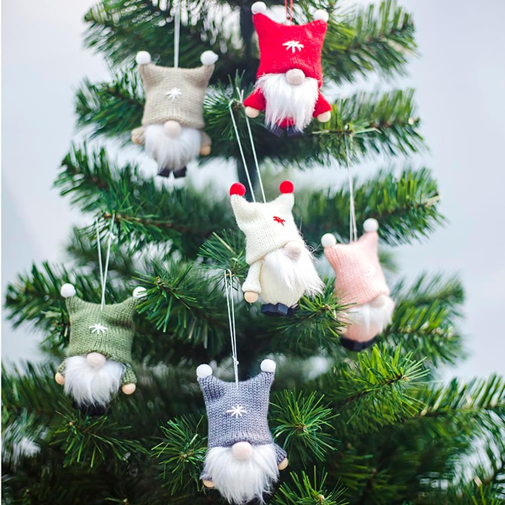 Sosoport 6pcs Random Color Christmas Hanging Wool Angel Doll Ornaments for Home Decoration Plush Decor for Holiday Parties and Christmas Tree