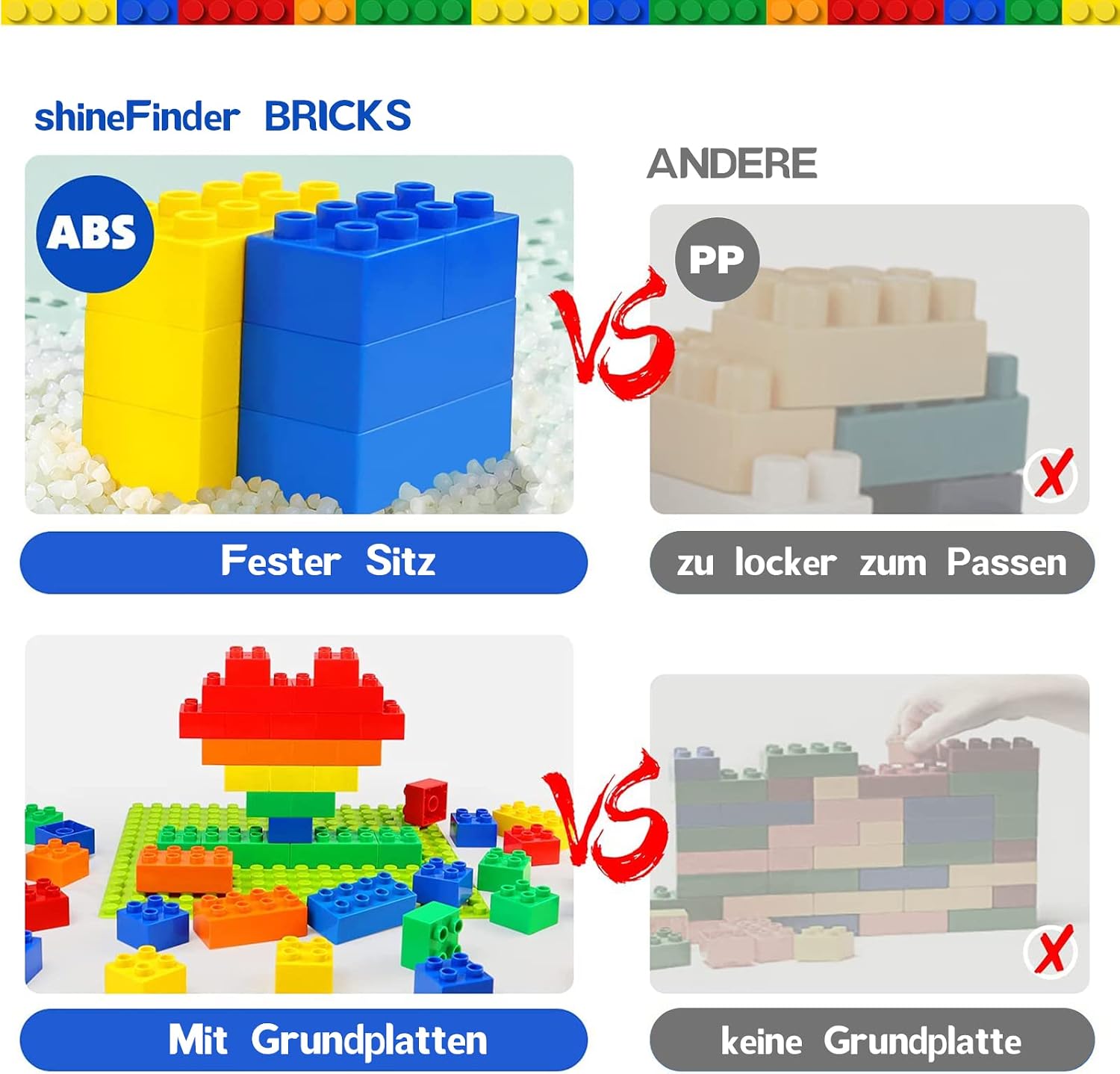ShineFinder Large Building Blocks Compatible With Duplo, Set for Toddlers From 3 Years With Stone Box, Creative Play Educational Toy - Image 3