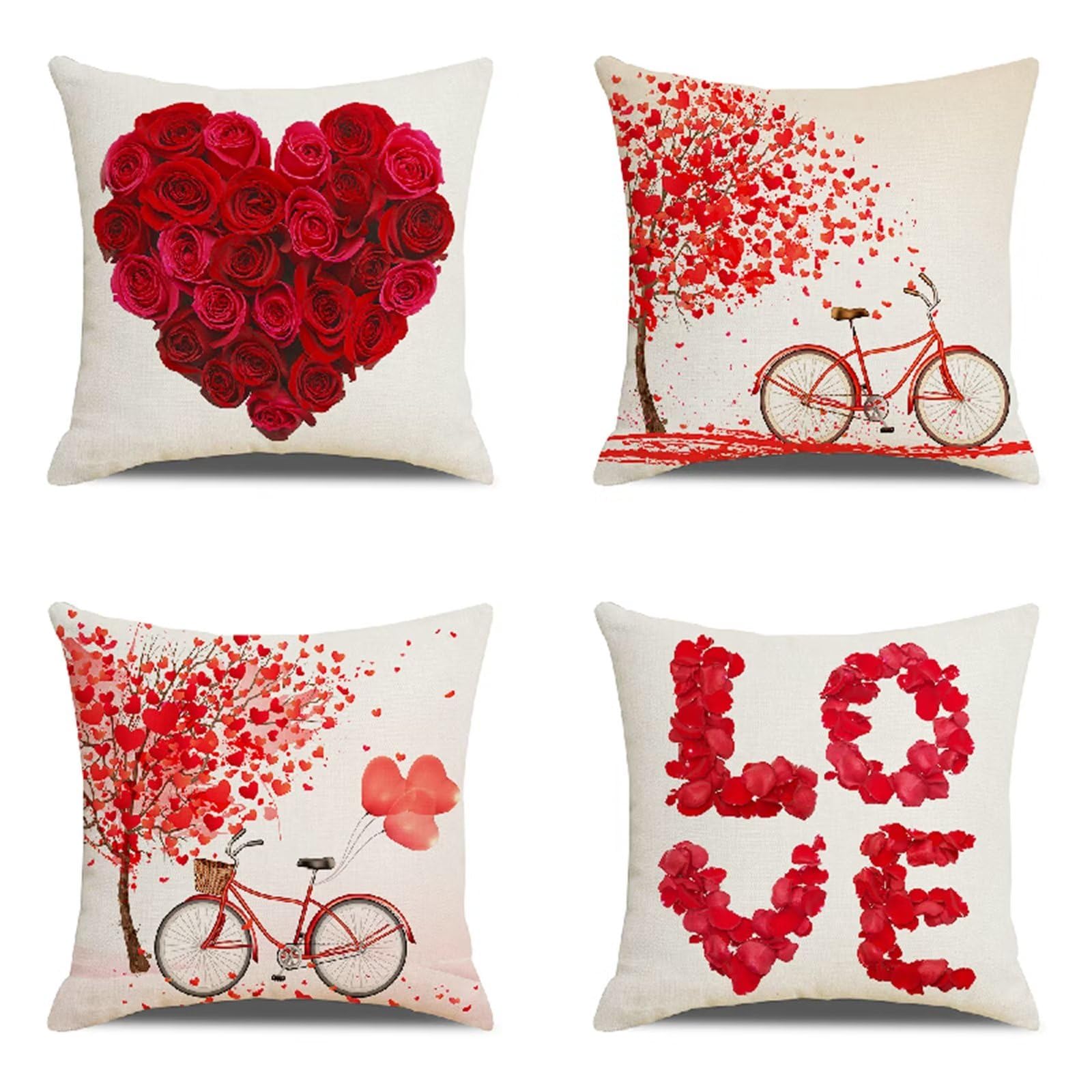 Amazon.co.jp: クッションカバー50x50cm4枚セット 北欧愛ソフト赤の