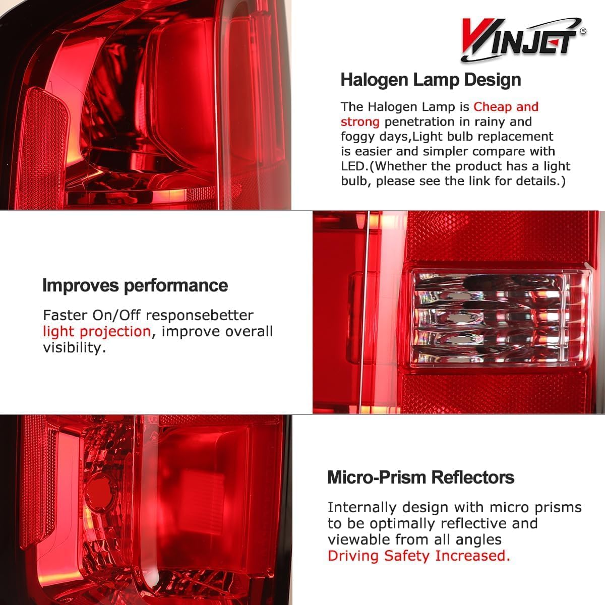Winjet Tail Light Assembly Compatible with 2015-2022 Chevy Colorado, OE Style Red Clear Tail Light Brake Lamp Replacement without Bulb Halogen Type, Left Driver Side