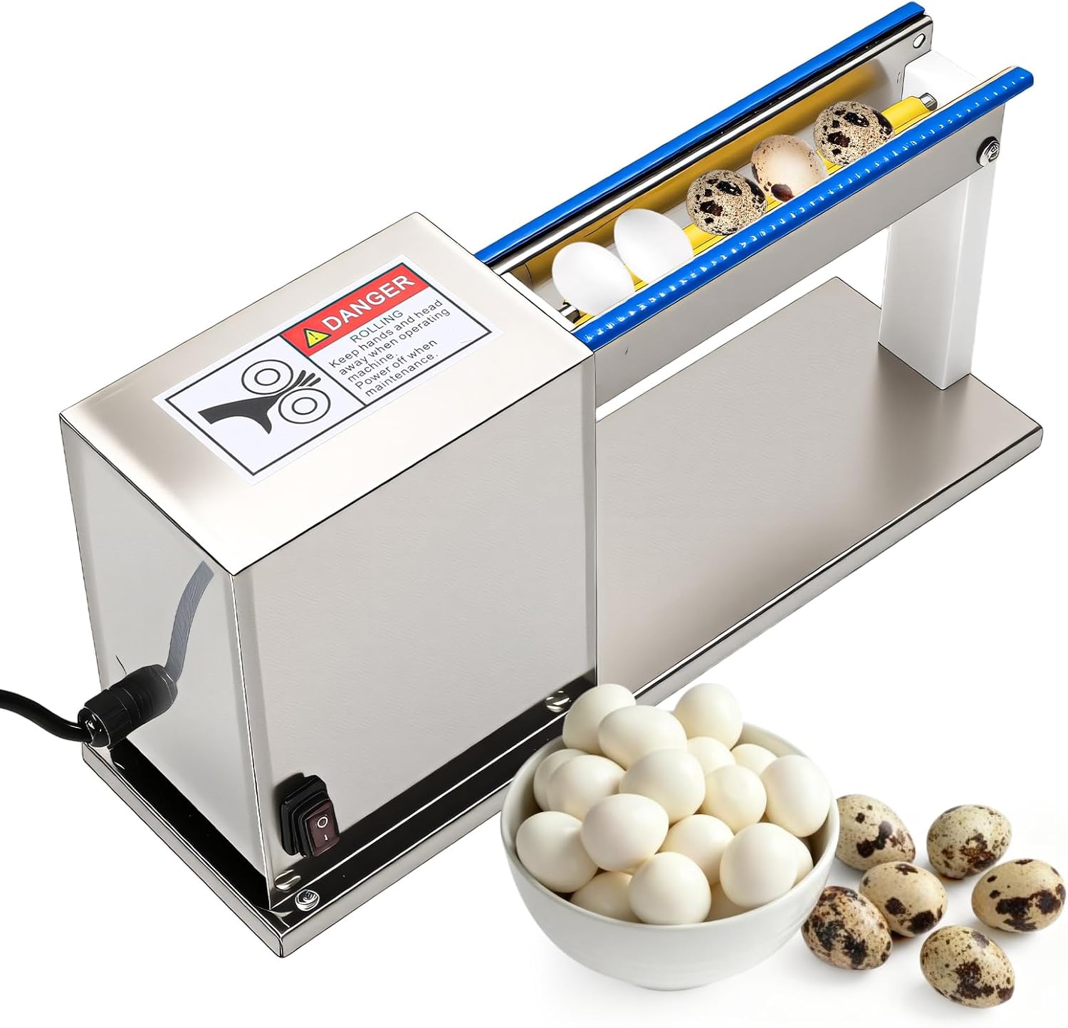 Electric Quail Egg Peeler, 28W Stainless Steel Commercial Shelling Machine with Food-Grade Tubing for Home and Business Use