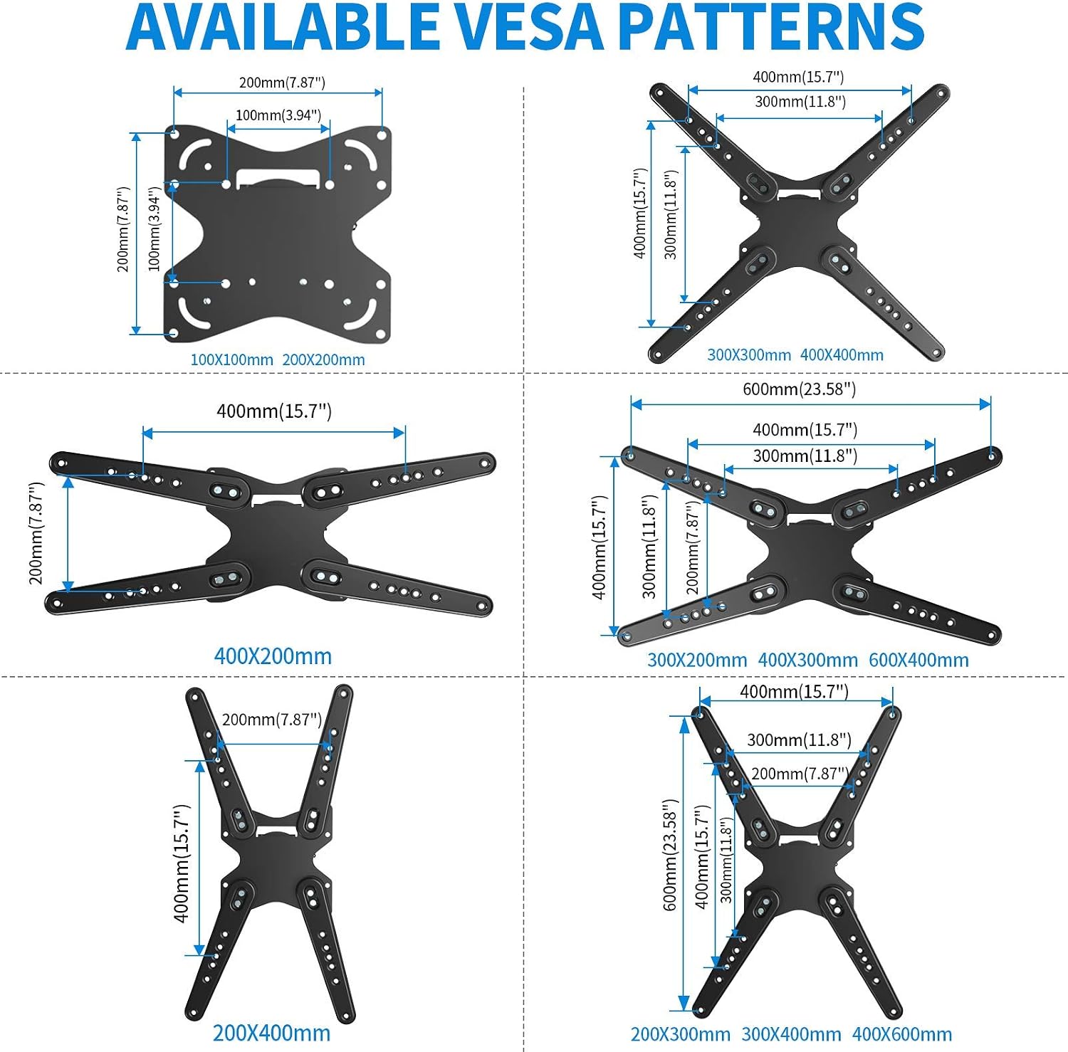 JUSTSTONE TV Wall Mounts Bracket for Most 28-86 Inches TVs, Full Motion TV Mount Dual Swivel Articulating Tilt Extend with max VESA 600x400mm and up to 121 lbs, 16” Studs