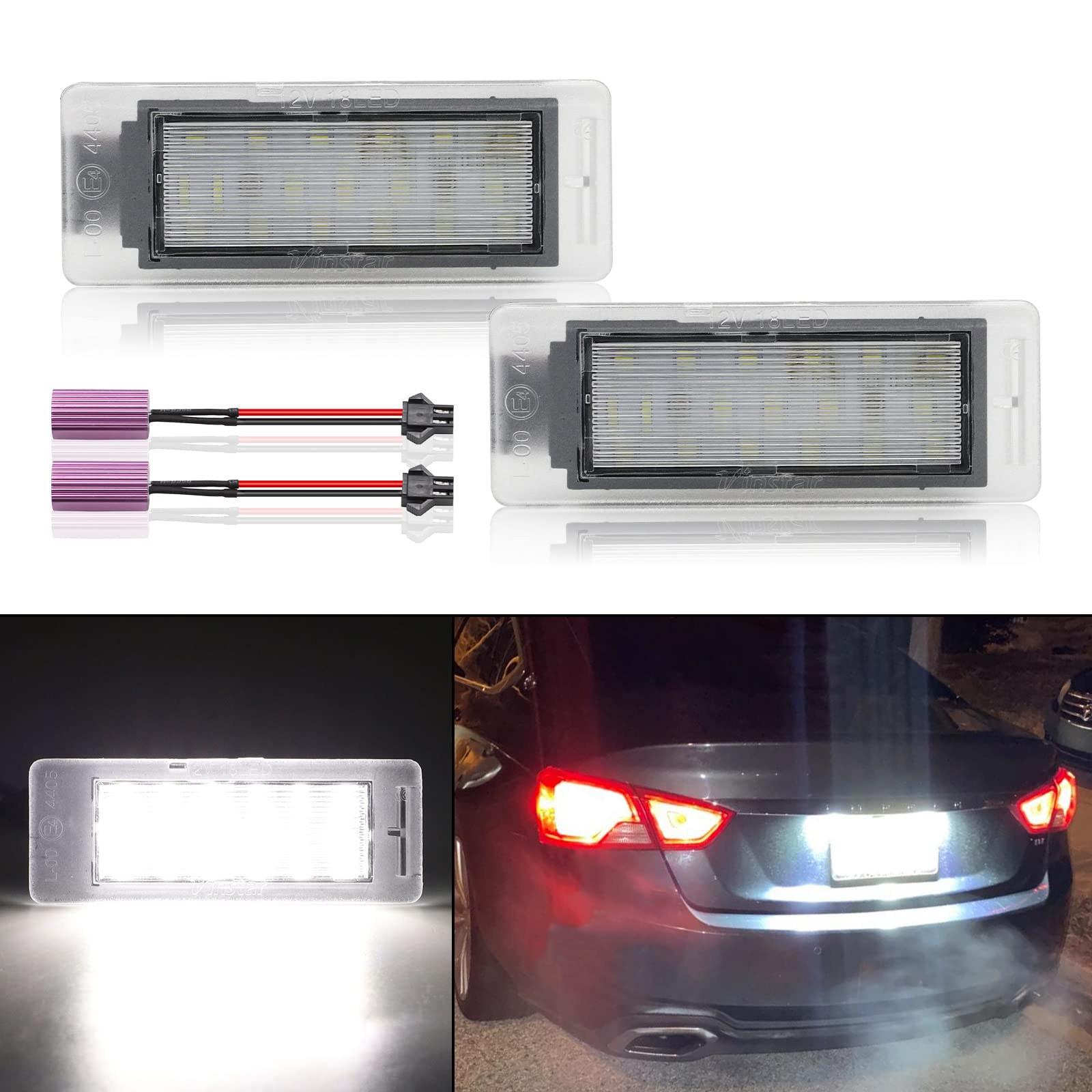 Mynoway LED License Plate Lamp Replacement for Traverse 2013-2020, Corvette C7 2014-2019, Camaro 2010-2013, C'adillac CTS/SRX Equinox, Clear Lens 18pcs SMD Chips Rear Bumper Number Light Assembly