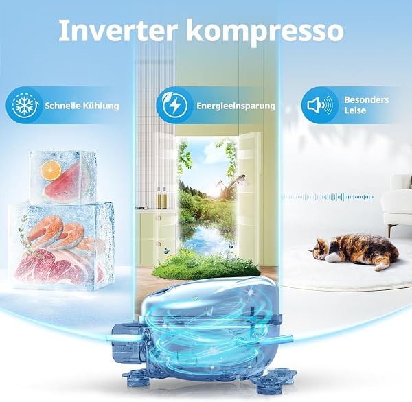 COMFEE RCU60WH3EU(E) 60L Gefrierschrank mit Inverter-Kompressor, D-Energieeffizienz Gefrierschrank klein 125kWh/Jahr, 24‑h‑Schnellgefrierung 6kg, Leise 35 dB, 3 Fächer, 4-Sterne-Gefrierleistung - 5