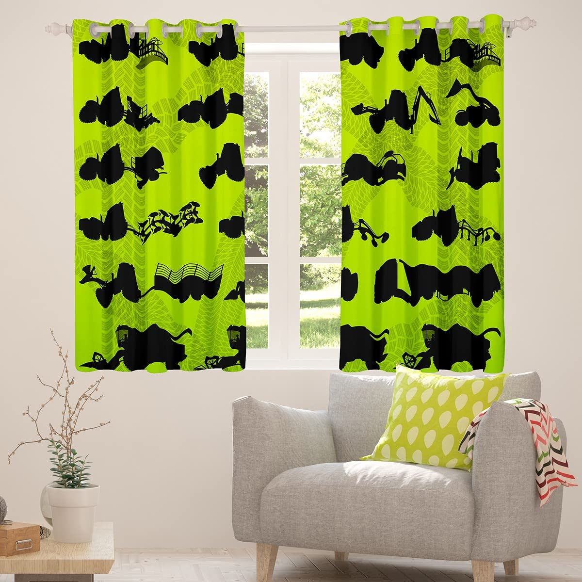 Cortinas de Ventana de Coche de Dibujos Animados para Dormitorio, Sala de Estar, Excavadora, Tractor, Cortinas para niños, construcción de Ventanas, maquinaria, grúas, vehículos, Tratamiento de Venta