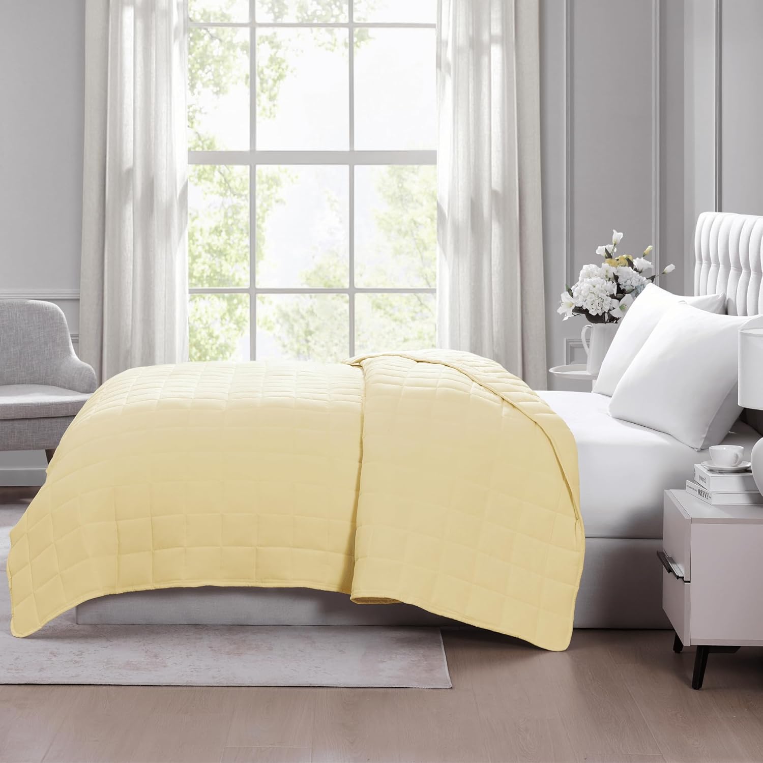 Casa Platino Bed Blanket Twin Size - Pre-Washed Quilted Blanket - Lightweight Twin Size Blanket - All Season Twin Blanket - Premium Microfiber Down Alternative Blanket Twin Size - Vanilla - Image 8