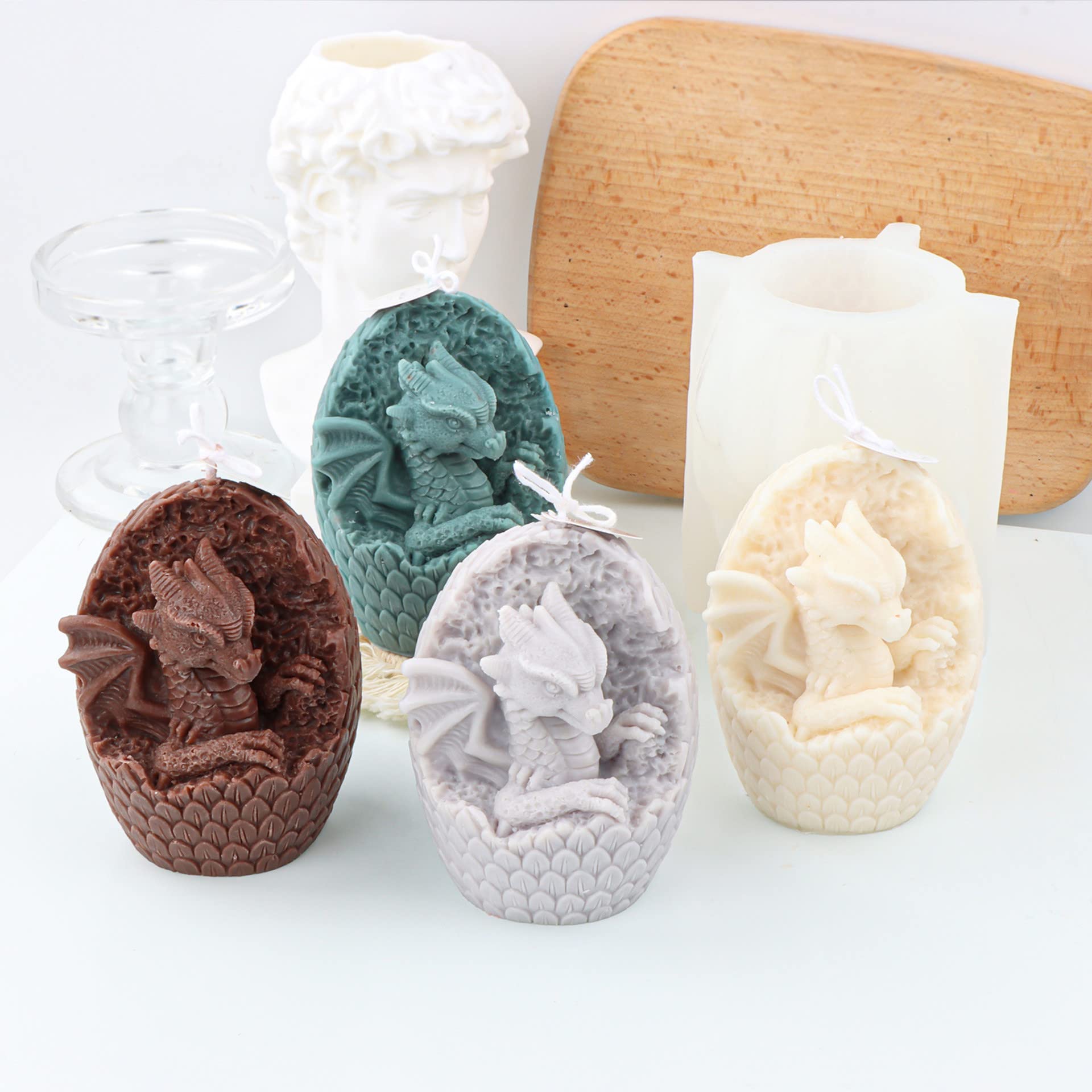 Stampo in silicone 3D a forma di drago, per candele, animali, per sapone, in resina, per decorazioni per torte, cioccolato, sapone, cera di soia, ornamenti artigianali