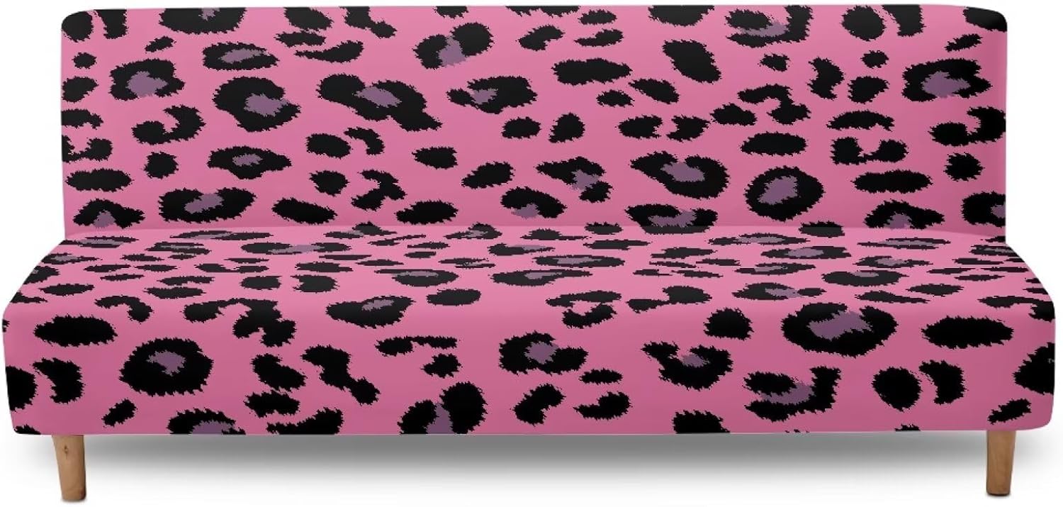 Cow Print Brown Beige Dustproof Futon Covers, Cozy Sofa Bed Slipcovers, Mattress Cover for Futon Sofa Bed, Armless Sofa Cover with Elastic Bottom for Pets, Dogs