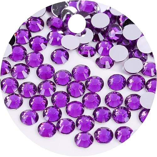 Miniatura 32 de 4500 diamantes de imitación SS6 de 0.079 in con parte trasera plana para uñas, manualidades, gemas redondas con purpurina y cristales para bricolaje