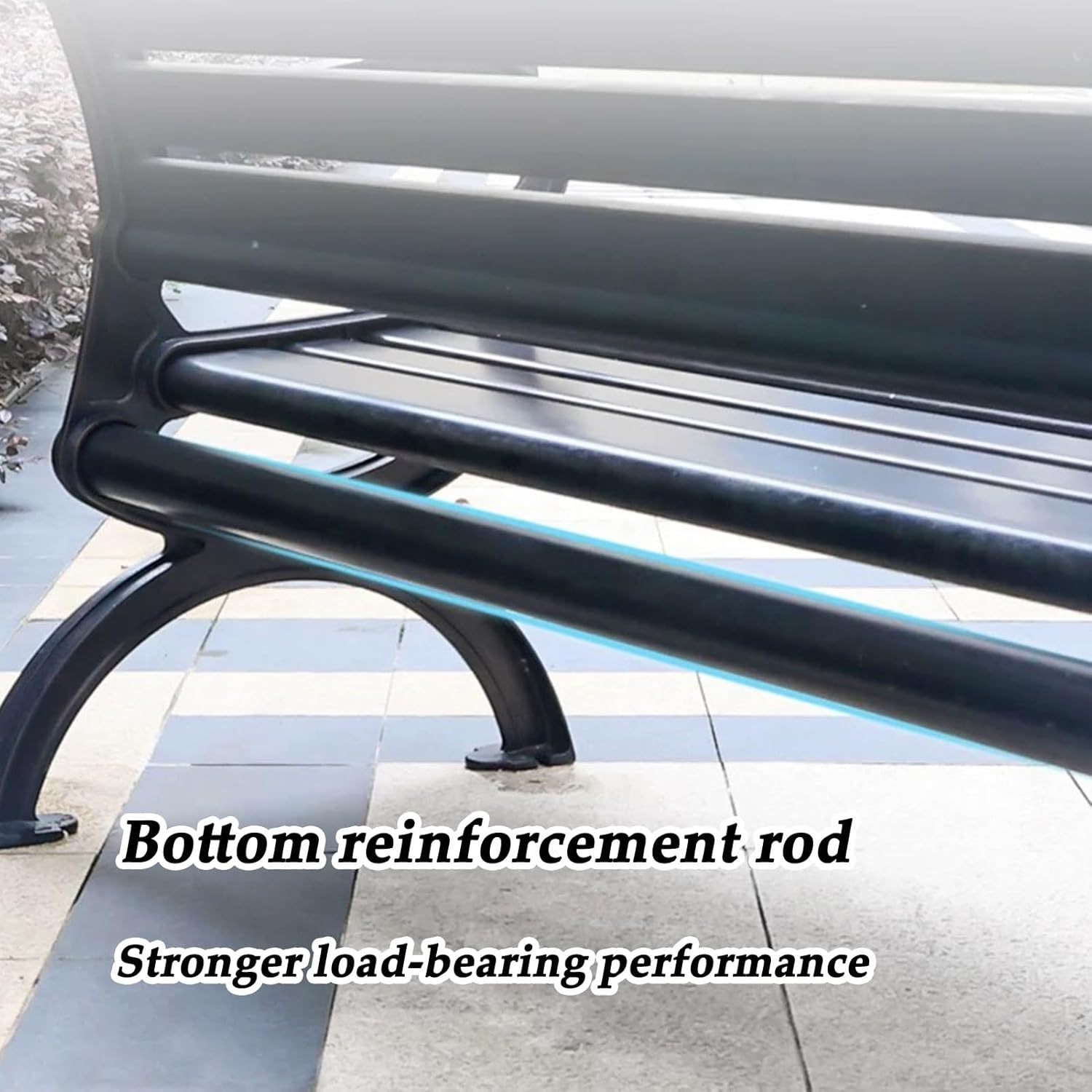 Garden Bench, Park Bench, Metal Outdoor Bench, Weatherproof Garden Bench, with Curved Backrest and Wide Armrest, for Patio, Park, Porch, Yard, Lawn(120cm/47.2in)