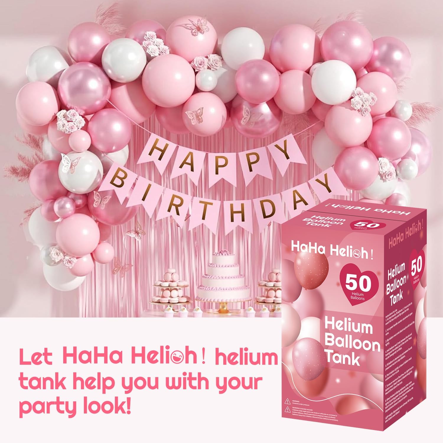 Helium Tank For Balloons At Home,13L Helium Tank Up To 50 Latex Balloons, Includes Filling Nozzle, Ideal for Birthday, Wedding & Party Decoration