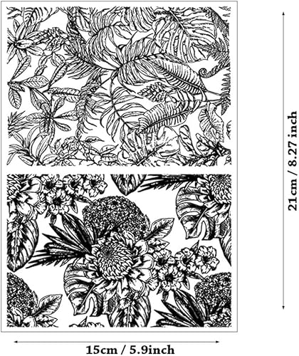 Miniatura 2 de Patrón de fondo de hojas de palma tropicales, sellos transparentes de orquídea con fondo de flores de orquídea, sellos transparentes para decoración