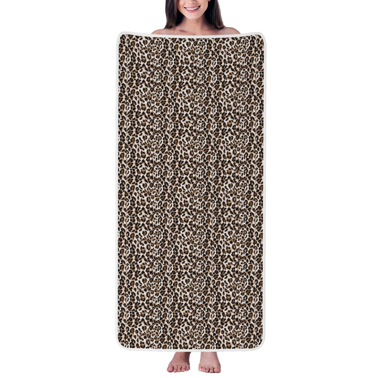 JBJGKHLP Leopard Print Print Women Men Couples Coral Velvet Bath Towel Ultra-Soft For Home Bathroom Travel