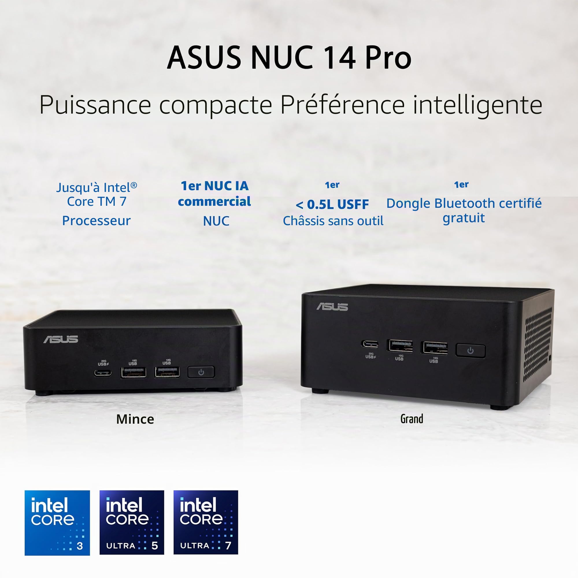 Asus Nuc 14 Pro Rnuc14rvku500002i - Barebone - MinI-Pc - 1 X Core Ultra 5 125h / 1,2 Ghz - Ram 0gb - Intel Arc Graphics - WI-Fi 6e, 1gbe, 2,5gbe, Blu