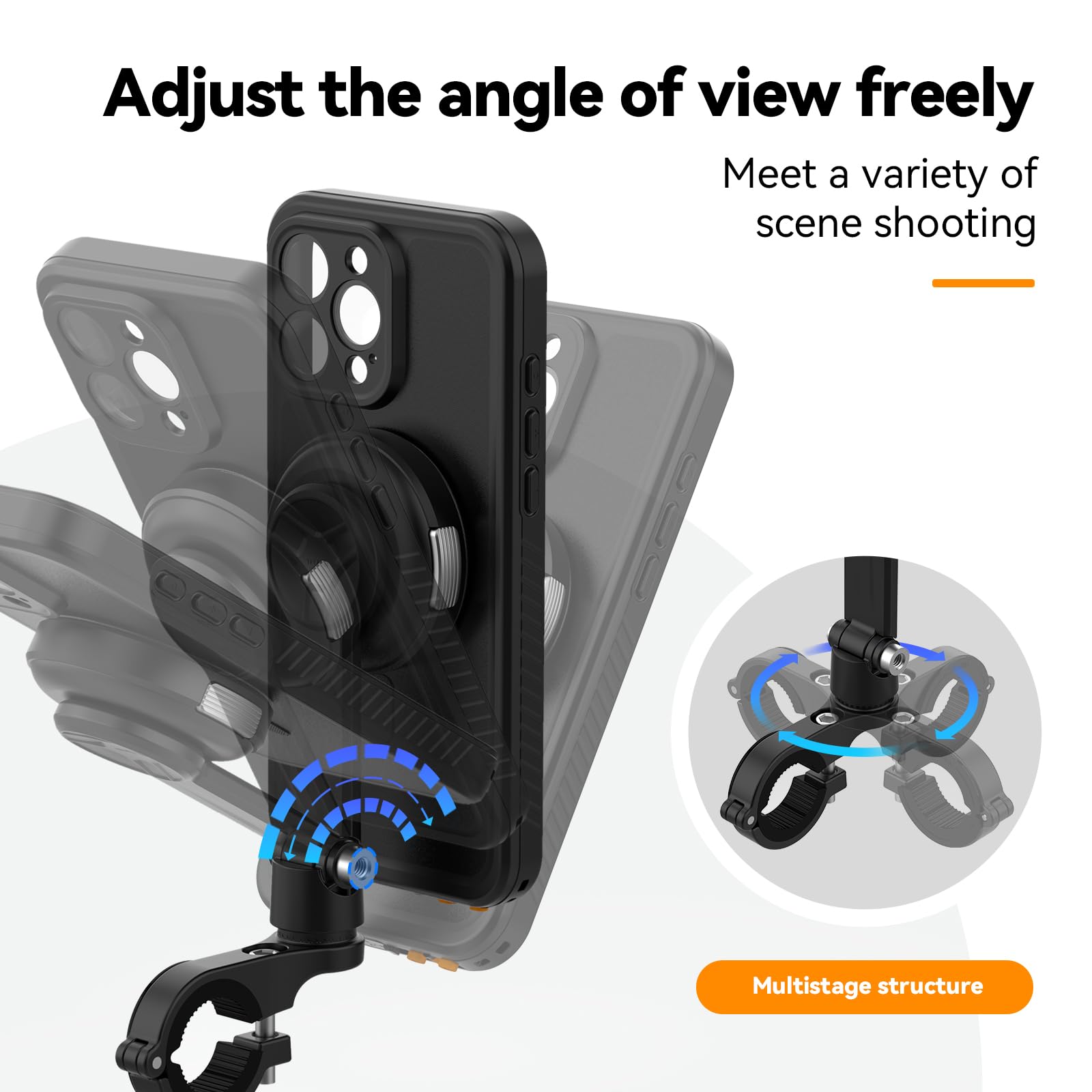 TELESIN ° Supporto per telefono da moto per iPhone 16 Pro, magnetico, con smorzatore di vibrazioni e fibbia in metallo [sblocco con un clic] con custodia magnetica per manubrio da 25 e 28 mm