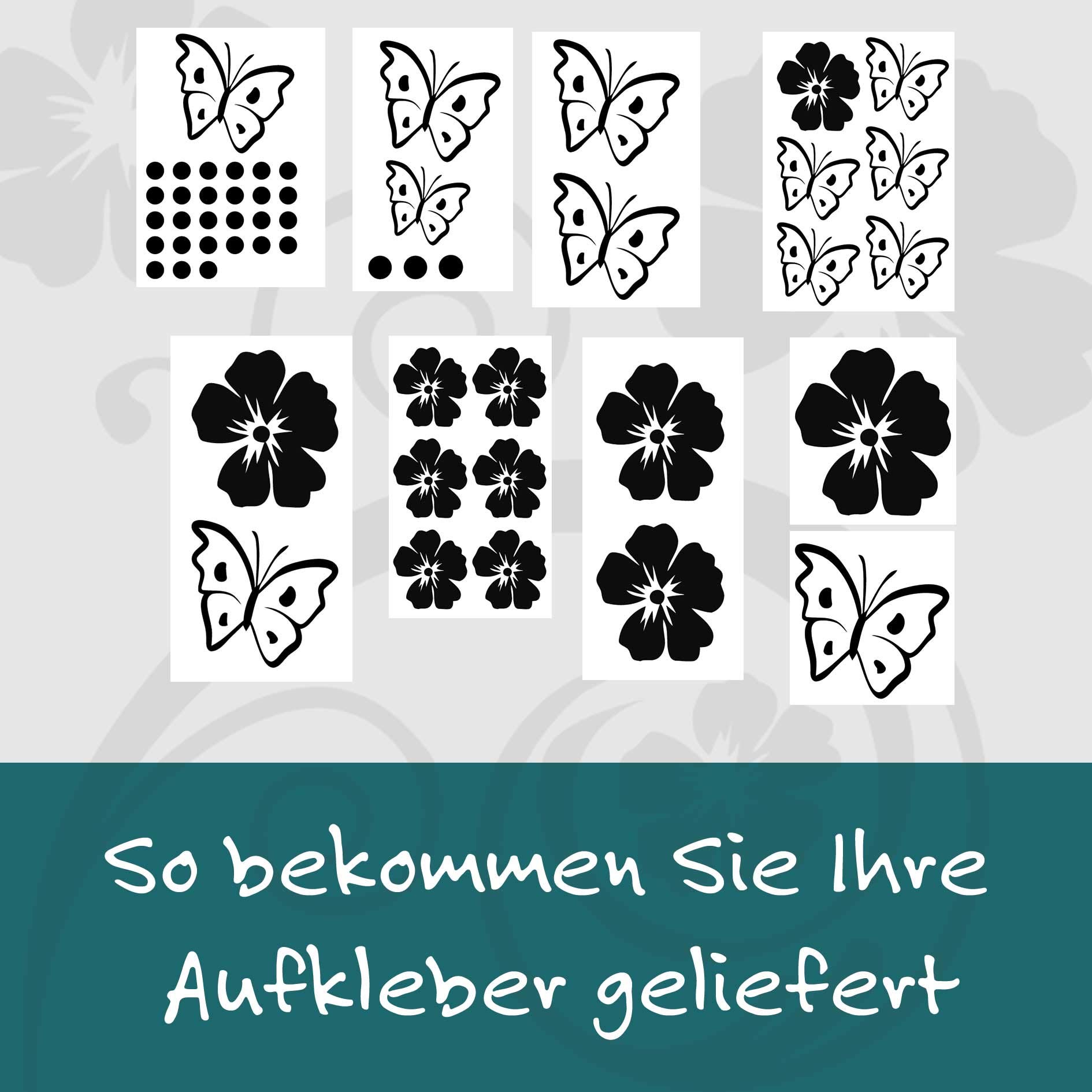 80-teiliger Autoaufkleber Set - Blüten & Schmetterlinge Matt Orange Für Tuning & Deko