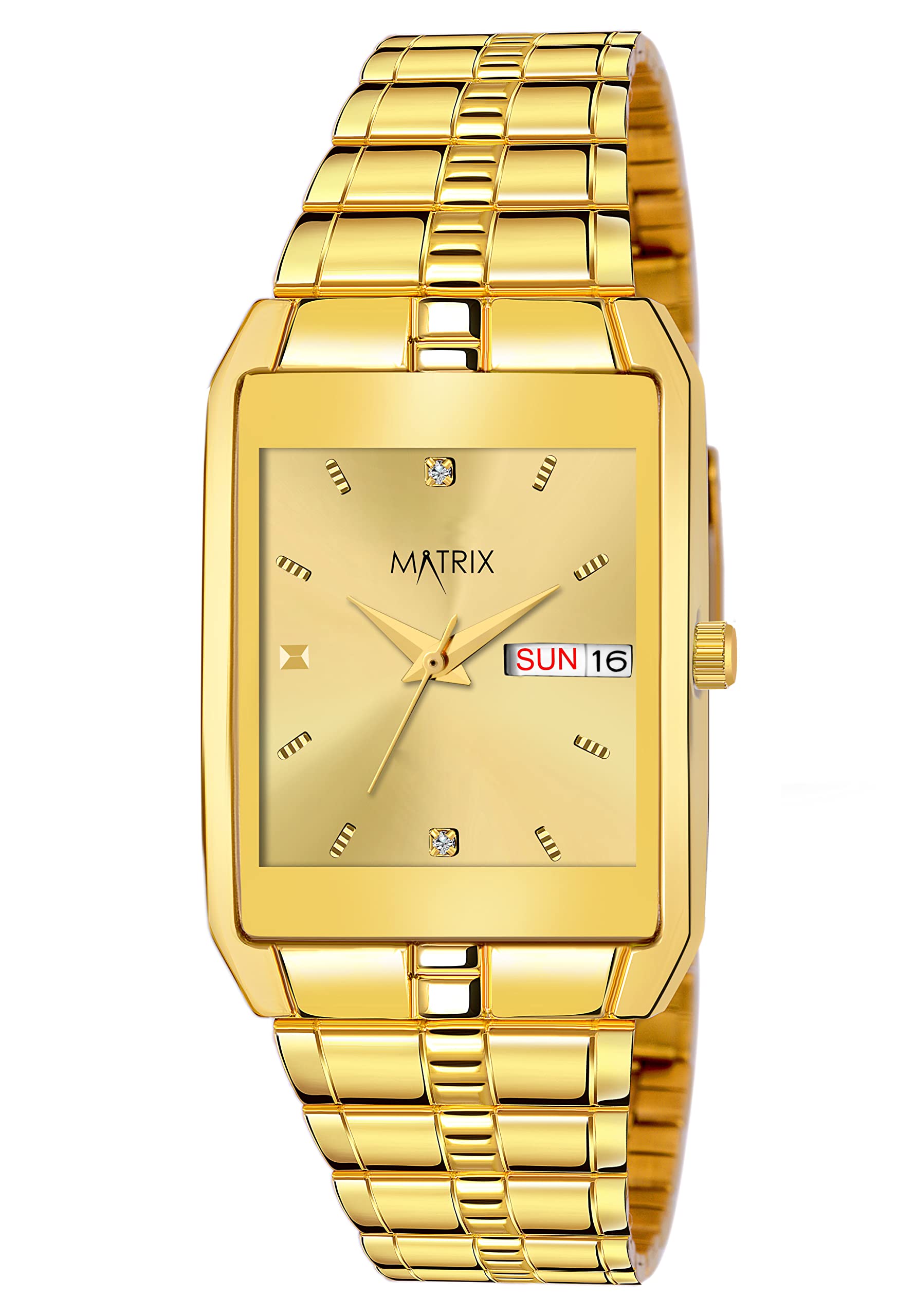 Matrix Men Stainless Steel Vintage Classic Day & Date Gold Band Plated Analogue Watch & (), Band Color-Gold,Dial Color-Gold (B0BZYNYZPL) Amazon Price History, Amazon Price Tracker
