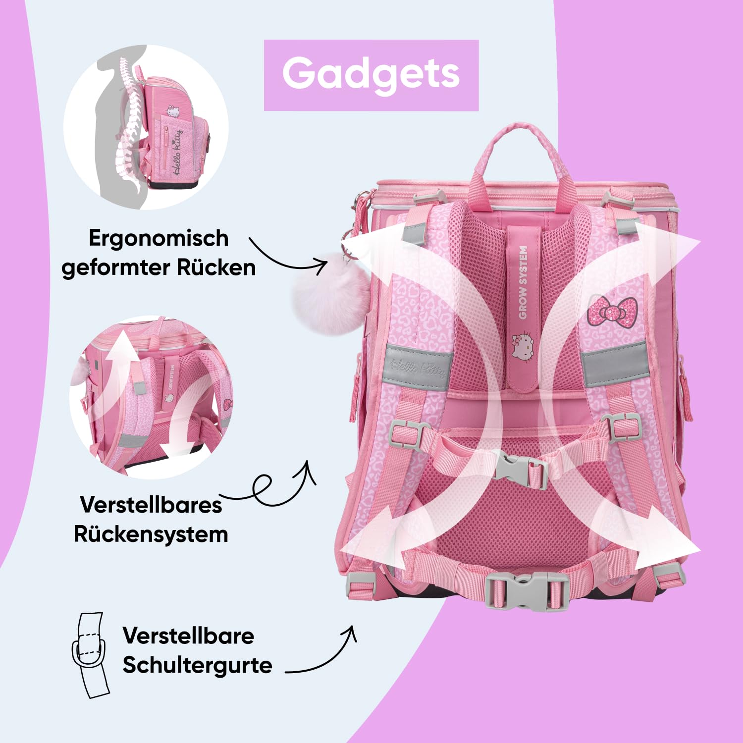 Baagl Schulranzen Jungen Mädchen Set 5 Teilig (Zippy Schultasche für 1. Klasse, Mäppchen, Turnbeutel, Schürze, Brustbeutel), Grundschule Ranzen, Ergonomischer Schulrucksack, 21 l
