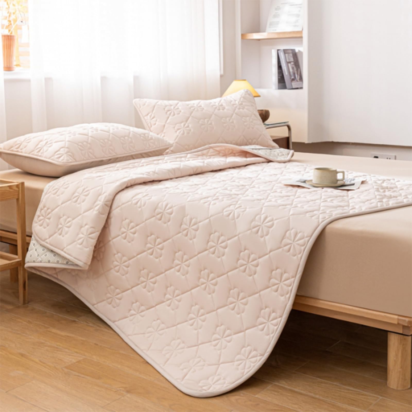 Matratzenschoner 200 x 220 cm Gesteppt Blau grau Washbare Matratenauflage für Komfort und Fernhalten von Schmutz Matratzenschoner für Matratzen und Boxspringbett